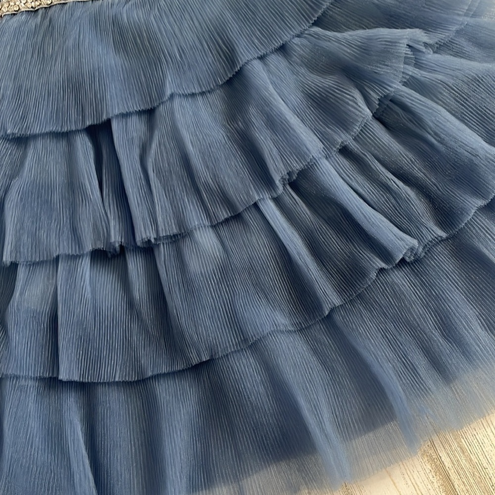 Endless Rose Blue Tulle Tiered Mini Dress With Jeweled Belt Size Small NWT - Picture 4 of 13